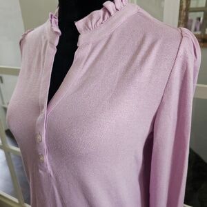 LOFT Long Sleeve V-Neck Henley Style Blouse - Sz M NWT